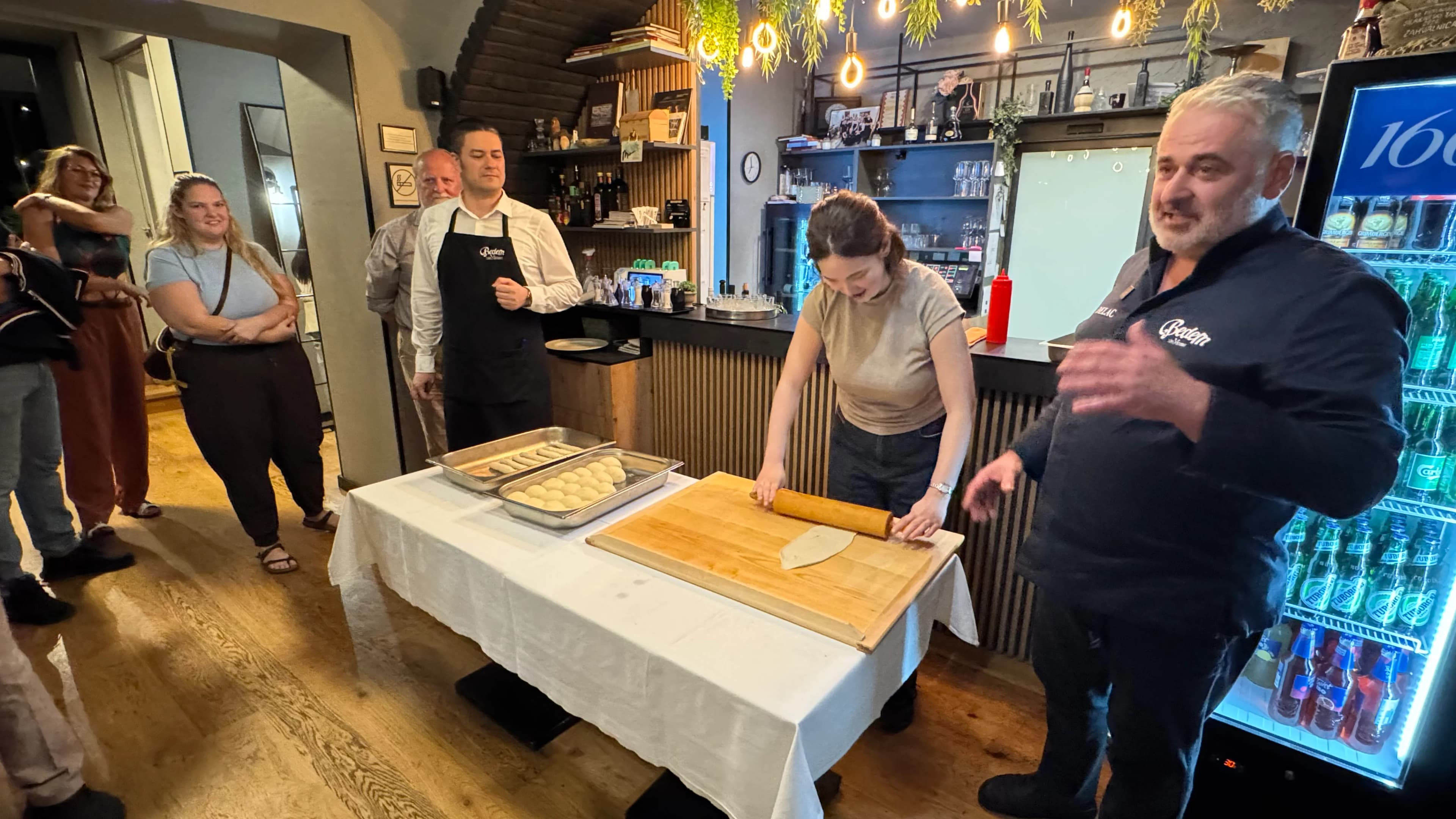 IFAJ Congress participant preparing Varaždinski klipič at Restaurant Bedem